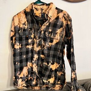 Bleached, black and grey flannel